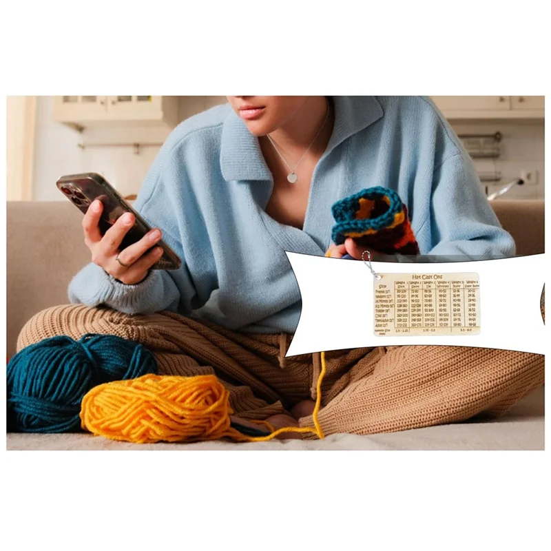 IALJ-3.5 X 5 Inch Easy-Stitch Calculator Untuk Merajut - Alat Pengukur Kayu Buatan Tangan, Ideal Untuk Proyek Topi