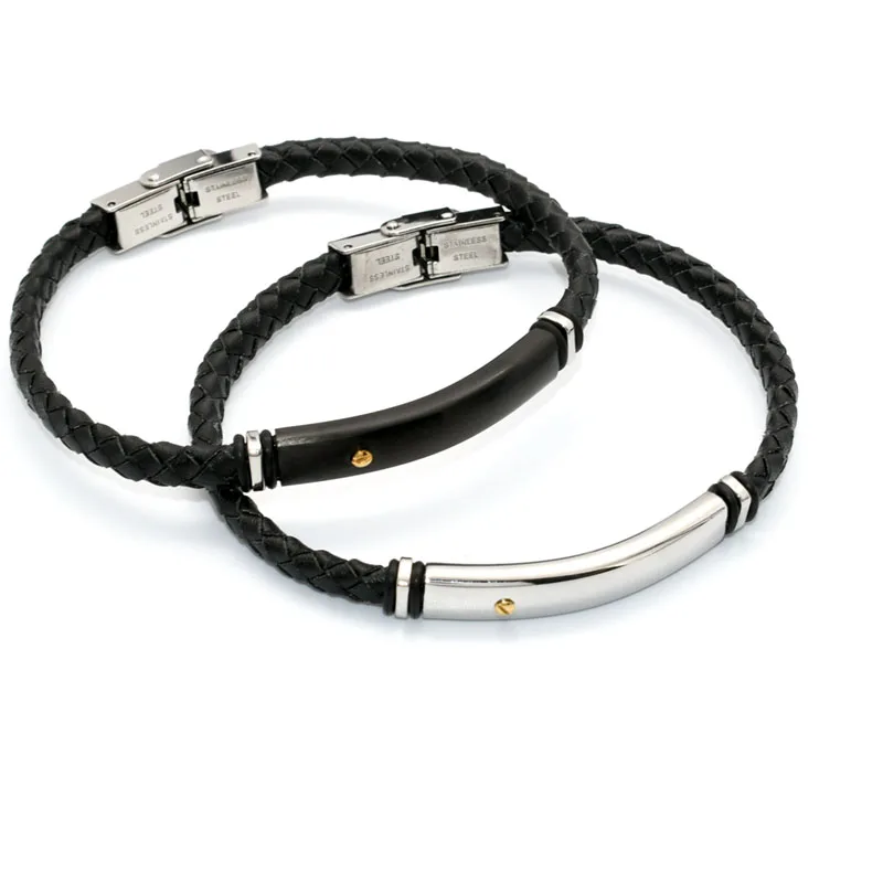 Sales Promotion Geunine Black Braided Leather Bracelet For Men Jewelry