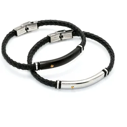 Sales Promotion Geunine Black Braided Leather Bracelet For Men Jewelry