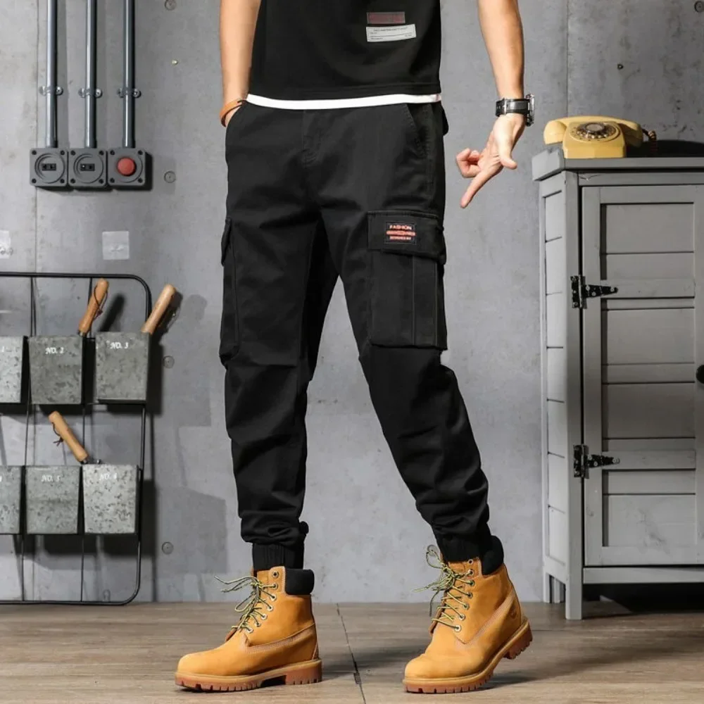 2024 Spring Summer New American Street Fashion Trend Casual Work Pants Men's Solid Patchwork Loose Pocket Thin Straight Trousers