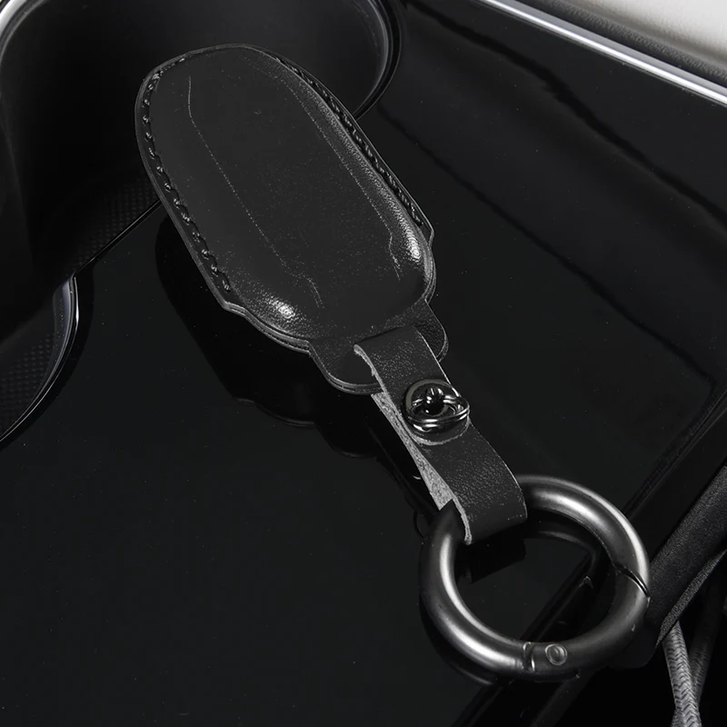 Key Holder For Car Keys Accessories Leather Keychain Protective Cover Car Key Case Organizer For Tesla Model 3 Model S Model X