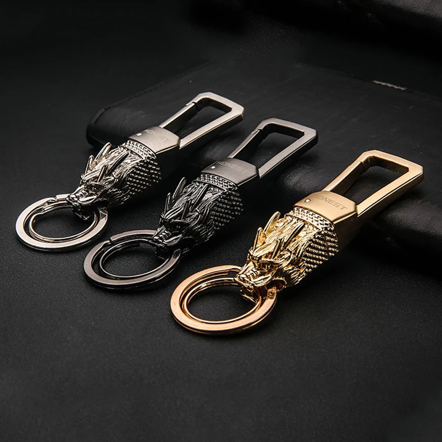 High-grade Dragon Head Keychain Chinese Loong Waist buckle Lucky Car Key Ring Fashion Pendant Keyring Jewelry Key Accessories