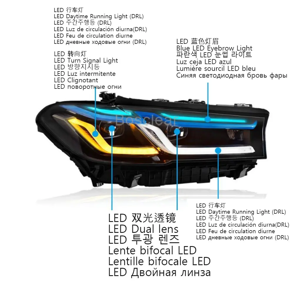 Auto Parts For BMW 5 Series G30 Headlight 2018-2023 upgrade Newest M5 Competition LED DRL Projector Car Lamp Accesorios Modified
