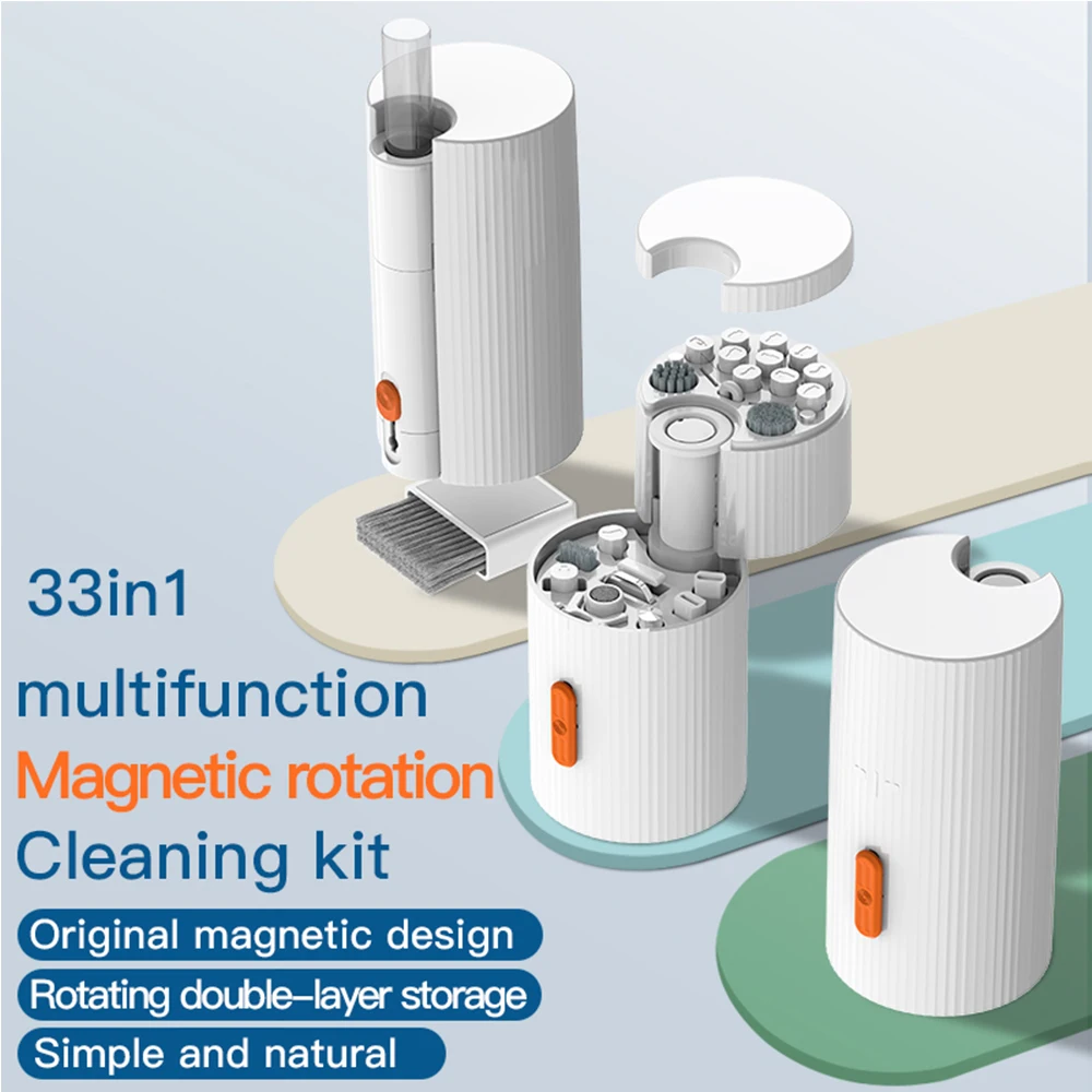 33-in-1 Magnetic Rotating Electronic Cleaning Kit All-in-One Digital Cleaner Tool Set for Keyboard Earbuds Screens Mobile Phones