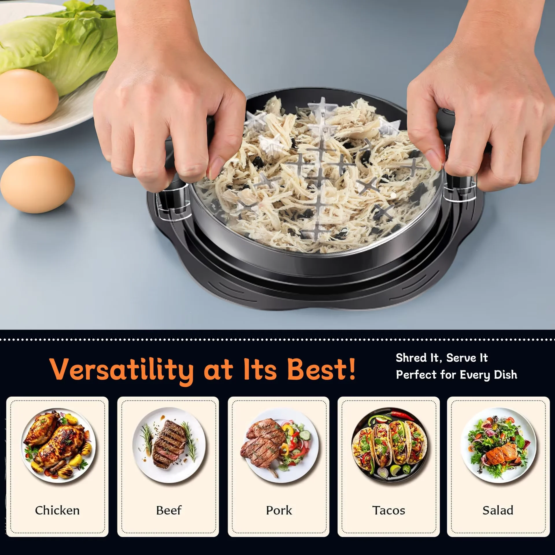 Chicken Shredder Tool Meat Breast Shredding Separation Mincing Grinder Machine With Lid For Shredding Chicken Pork Beef Kitchen