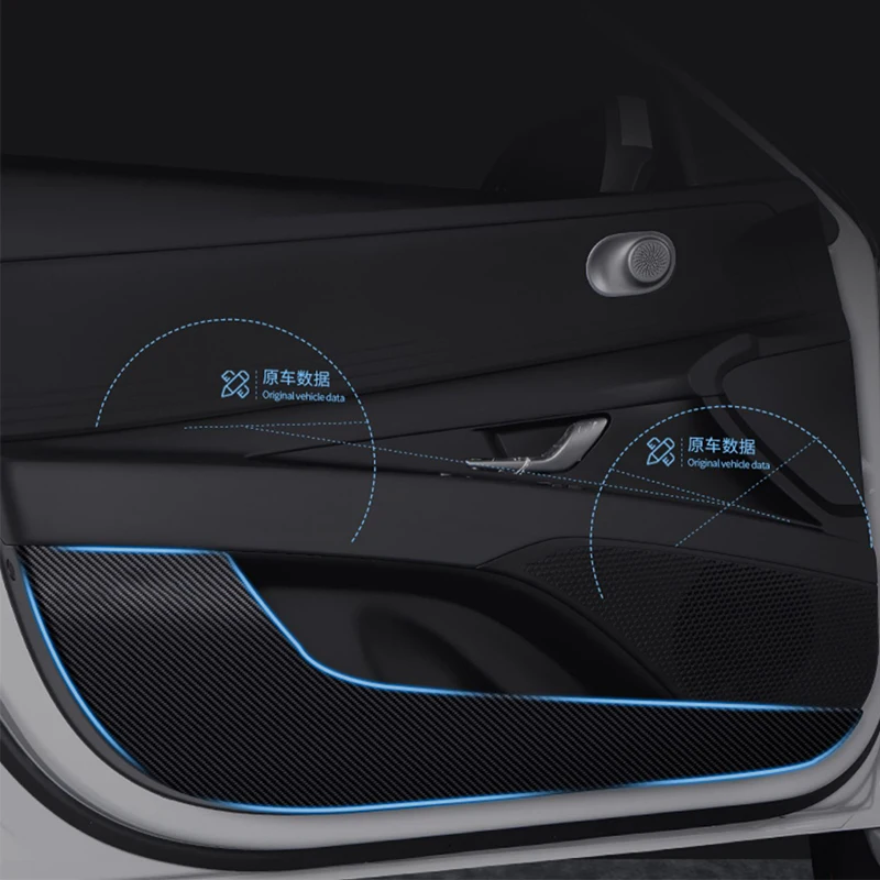 For Hyundai Elantra CN7 2021 2022 2023 2024 Black carbon fiber patterned door kick protection pad