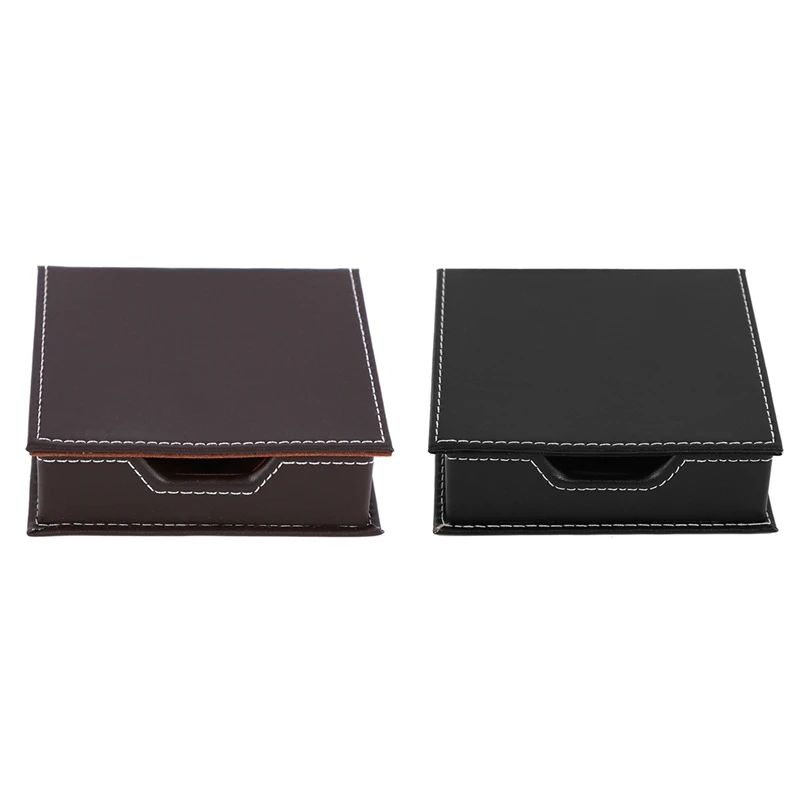 Leather Memo Box Office School Supplies Desk Accessories Organizer Card Holder Note Holder Sticky Note Storage Box