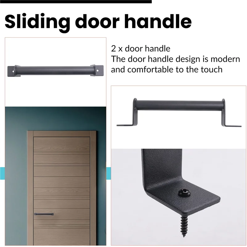 VEHO-2Pcs أسود الكربون الصلب انزلاق باب الحظيرة مقبض سحب لانزلاق باب الحظيرة حديقة بوابات المرآب مجموعة أدوات