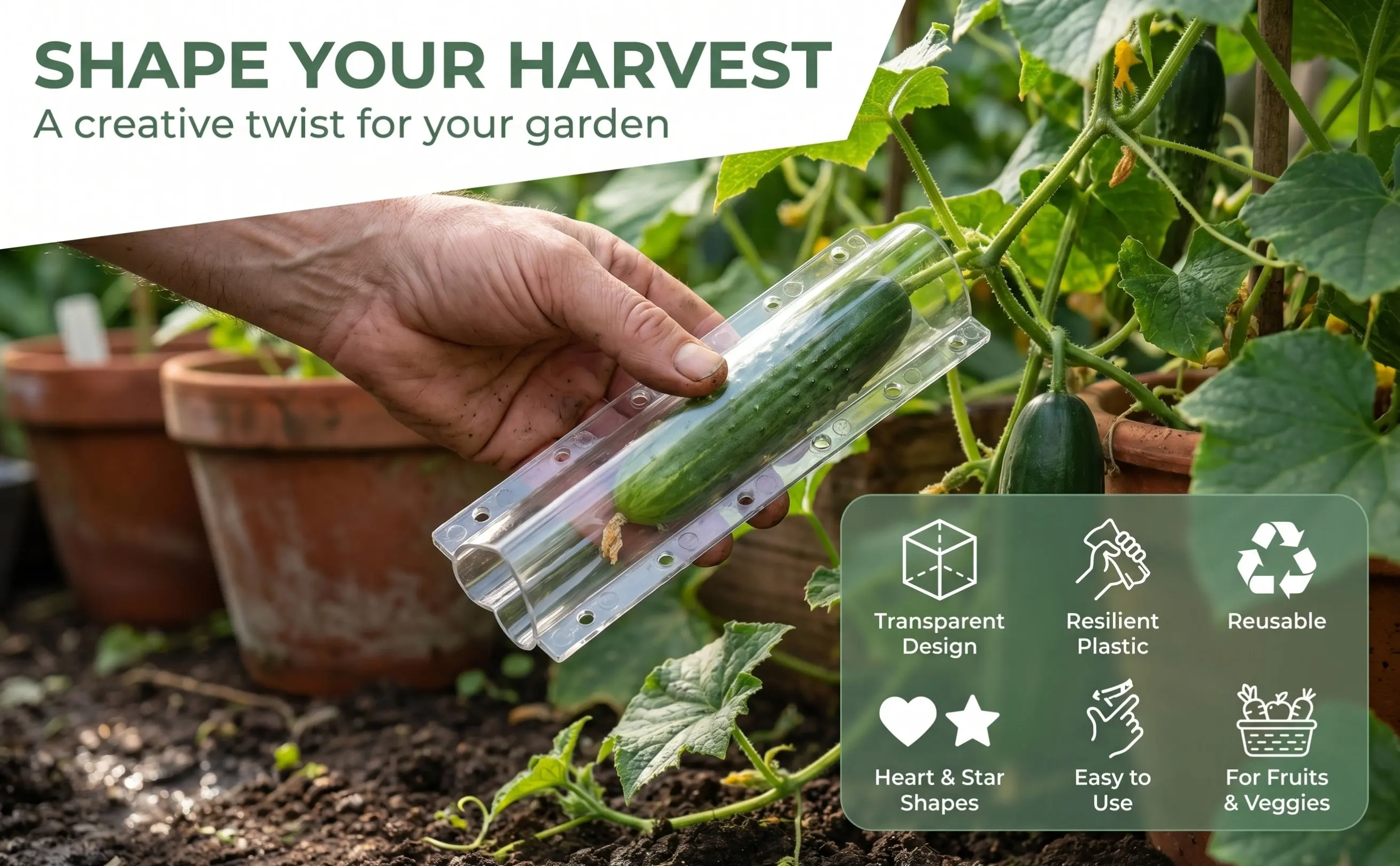 Gardening Tools Vegetables - Cetakan Pembentuk Timun, 2 buah, Alat