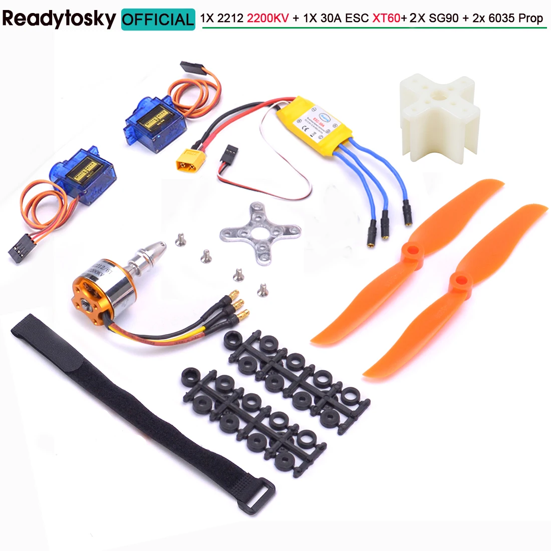 A2212 2212 1400KV 2200KV Bürstenloser Motor 30A ESC SG90 9G Micro Servo 6 Zoll / 8 Zoll Propeller für RC Starrflügelflugzeug Hubschrauber