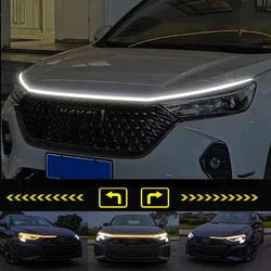 1pcs  Car Hood Light Strip Dynamic Daytime Running Turn signal Light Scan Waterproof Flexible LED Decorative Atmosphere Light
