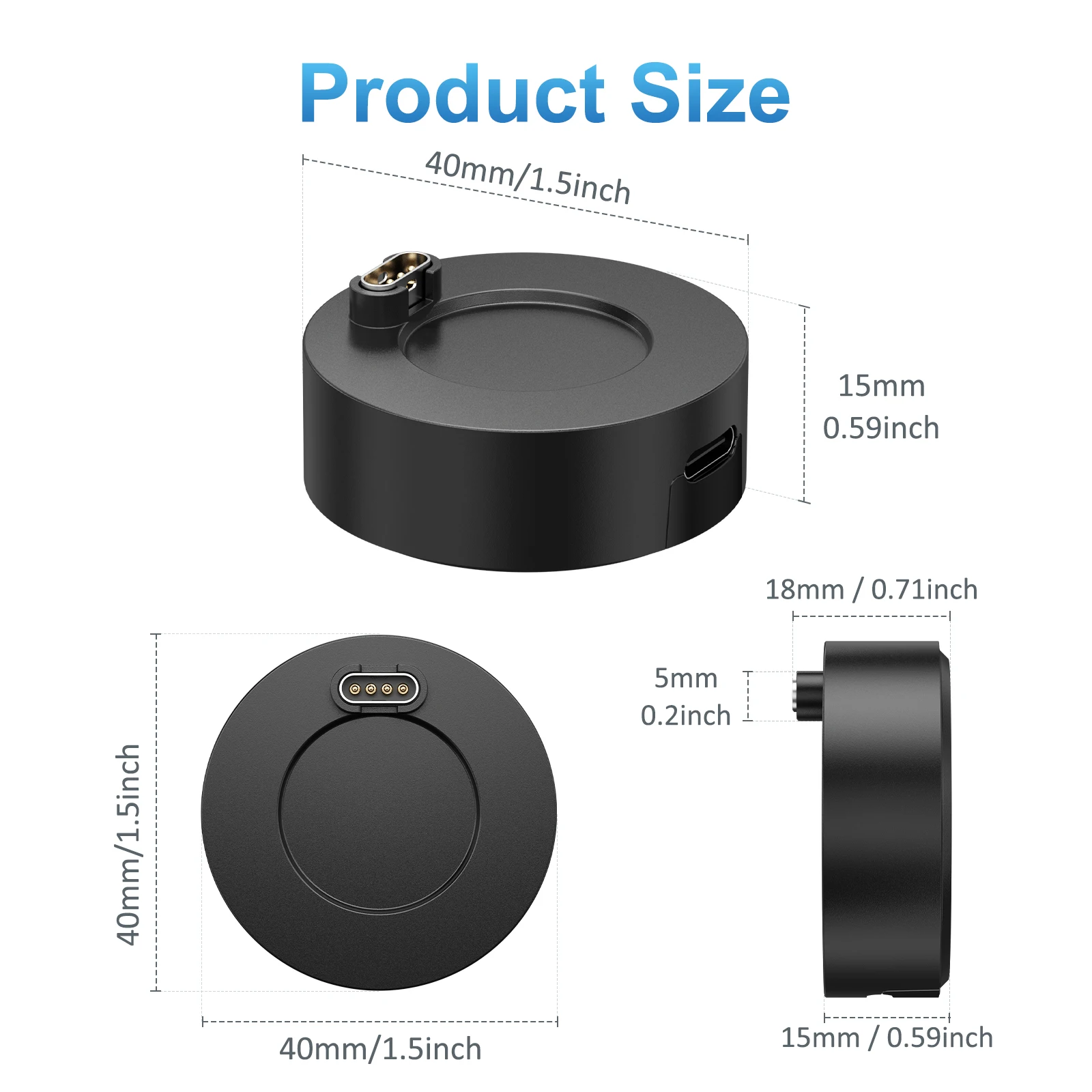 Imagen 5: Cargador de reloj de un solo cabezal para Garmin Instinct 2, Venu2/VenuSq2/3/3S, Fenix 5/6/7, Vivoactive4/4S/3, base de carga para Forerunner 945