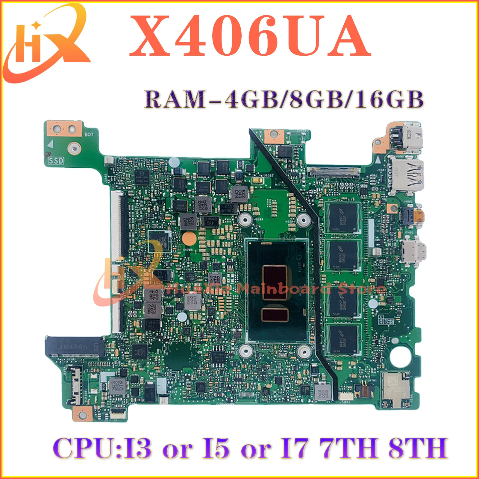 X406U Mainboard For ASUS X406UA S406UA K406UA V406UA X406UAR Y406UA X406UAS Laptop Motherboard I3 I5 I7 8th/7th 4GB/8GB-RAM