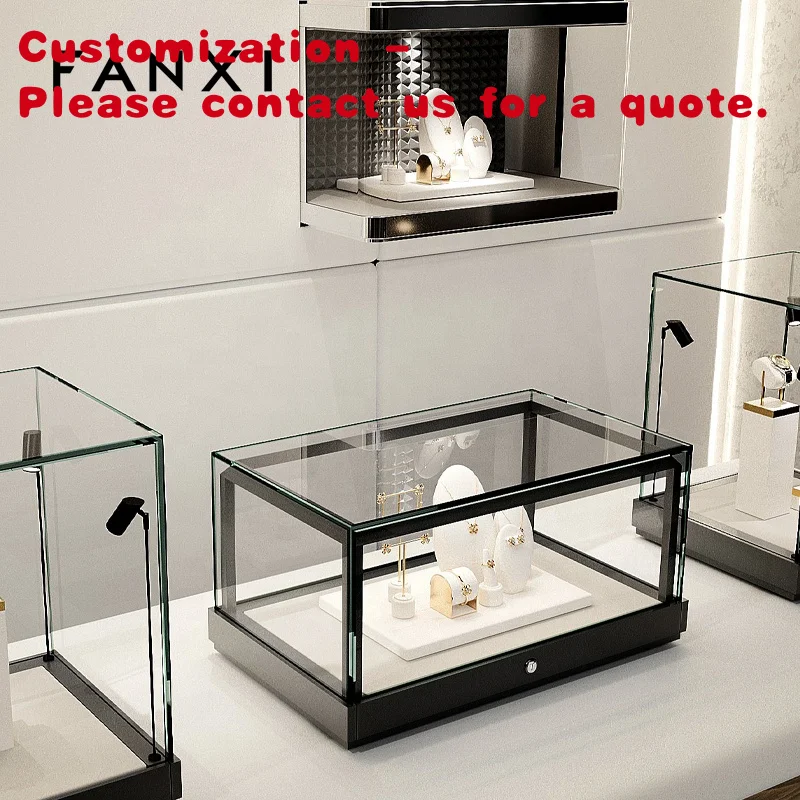 

custom.FANXI Latest Jewlery Display Jewelry Display Design Customizable Designs Glass Jewlery Mirror Cabinet Schmuck Display