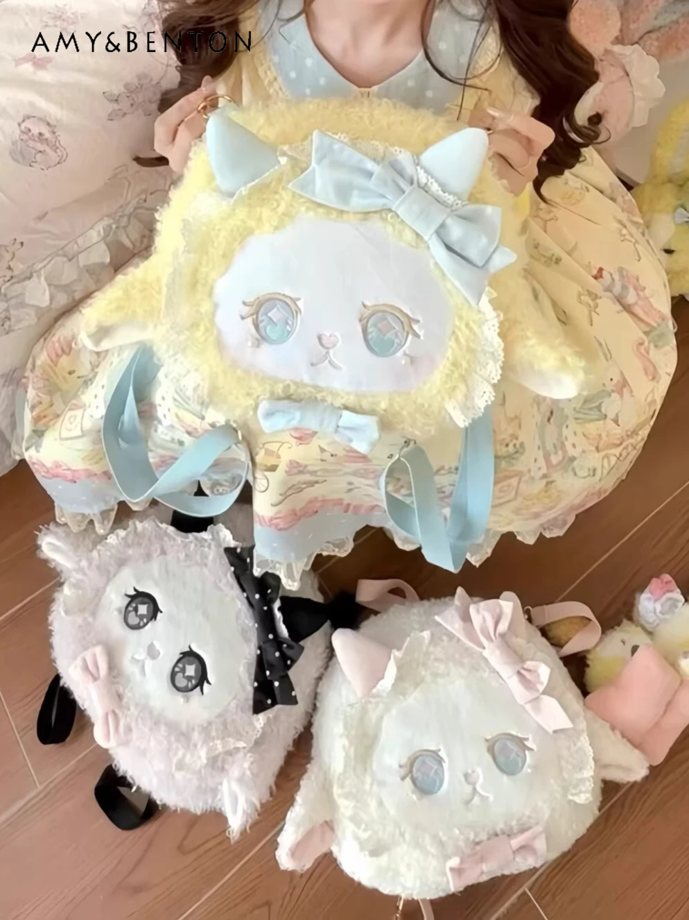 

Lolita Style Cartoon Plush Single Shoulder Bag Women Original Sweet Cute Large Capacity Backpack Crossbody Bag Mini Backpack