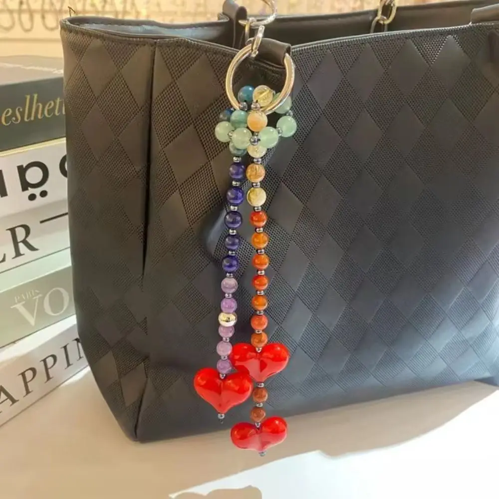 

Cute Heart Bag Charms Y2K Fashionable Bag Pendant Ornaments Colorful Bead Chains Women