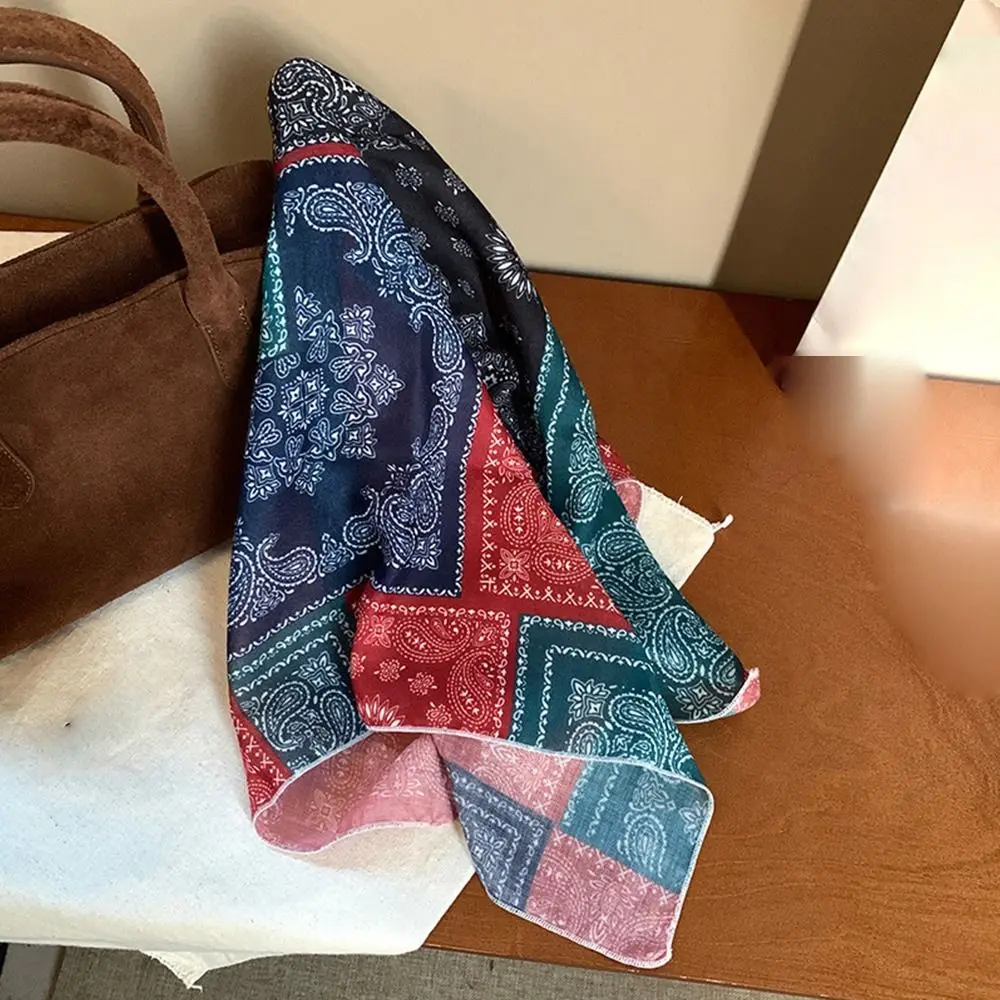 Headband Triangle Headscarf Cute Soft Wrap Cotton&Linen Printing Hair Scarf Pastoral Style Vintage Hair Ribbon Scarf Beach