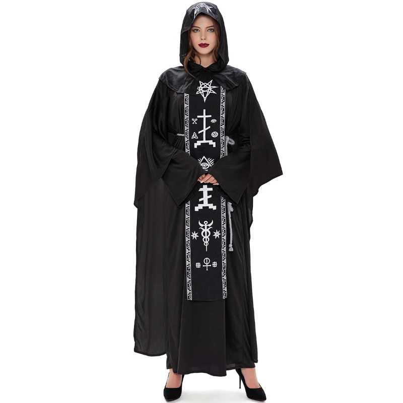 

Halloween Costume Couple Wizard Black Robe Evil Mage Vampire Cosplay Costume Cosplay 2024new Anime Adult Cosplay Holiday Costume