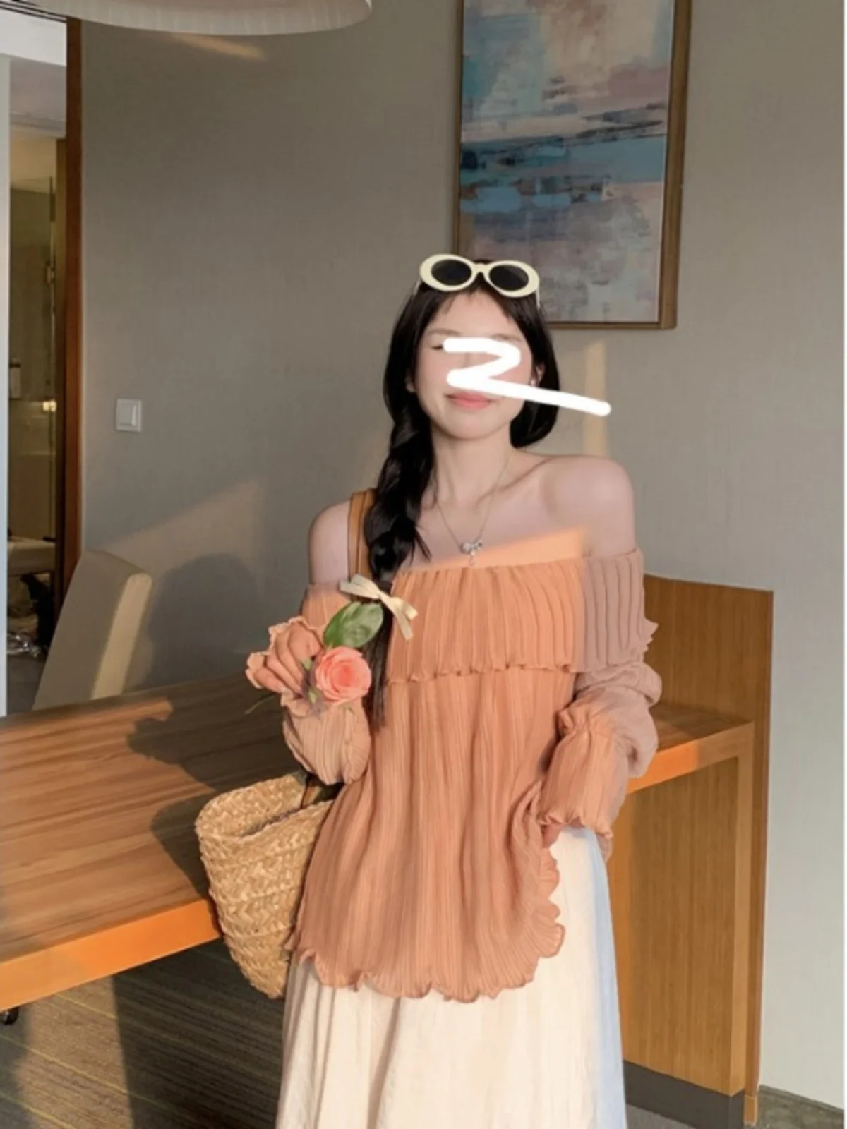 Calças Largas de Verão Femininas Novas em Chiffon, Estilo Solto e Versátil, com Ombro Único