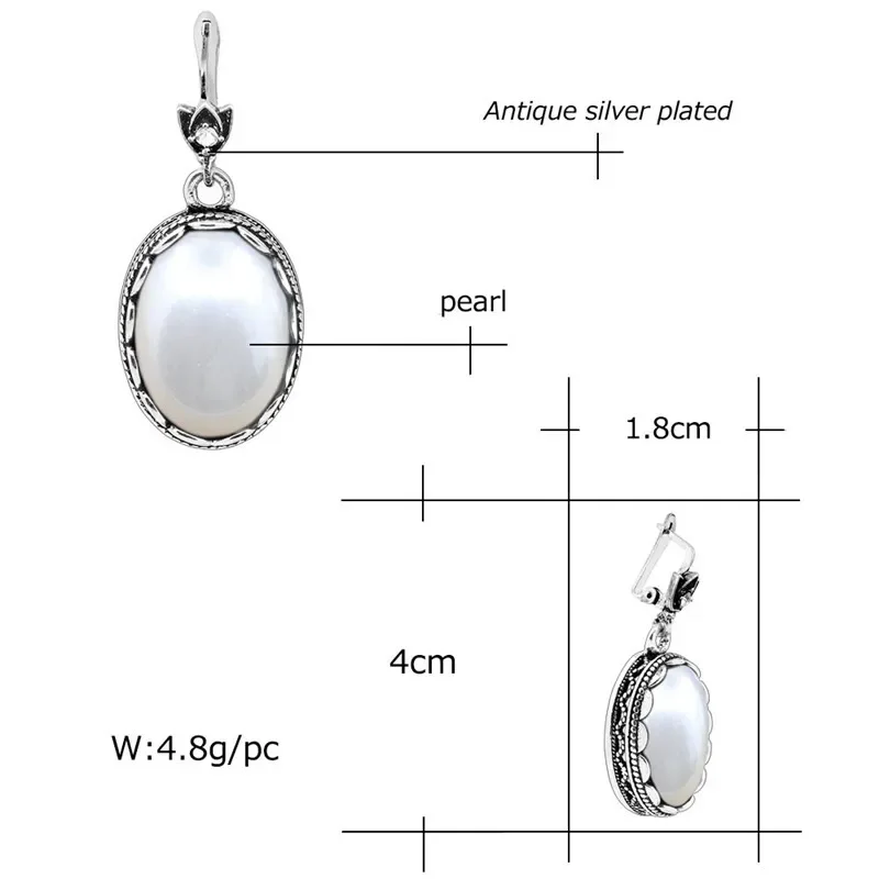 Anstory Pearl Earrings For Women Double Layer Flower Pendant Hook Antique Silver Plated Fashion Jewelry TE288