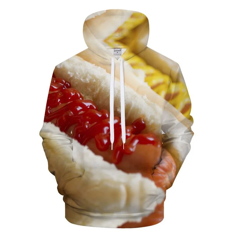 New 3d Hot Dog Printed Hoodie For Men And Women Funny Cartoon Pattern Sweatshirt Tops Harajuku Fashion Oversized Pullover Hooded