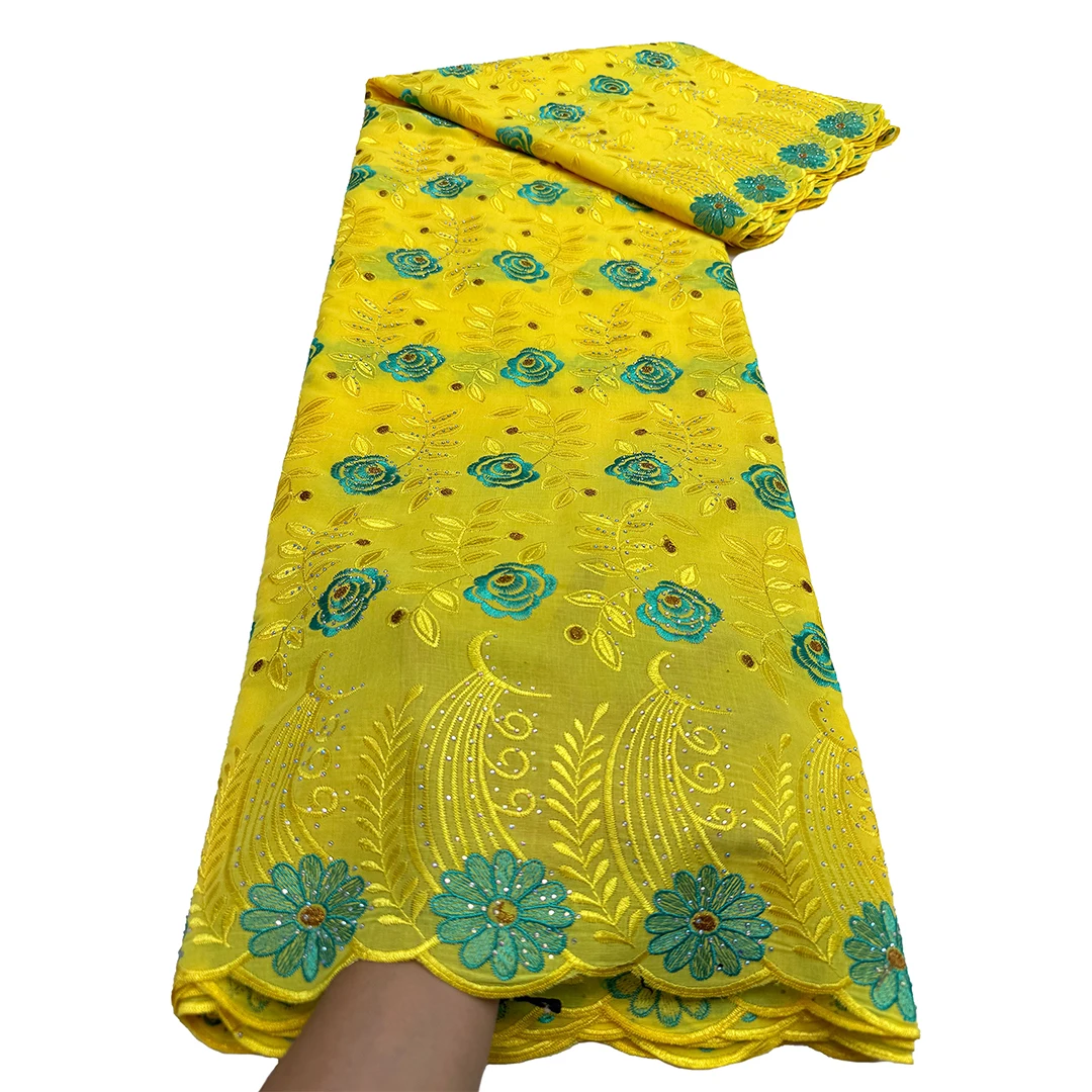 

African Cotton Lace Fabric 2025 High Quality Embroidered Nigerian Swiss Voile Lace Fabric French Materials for Party Dress Women