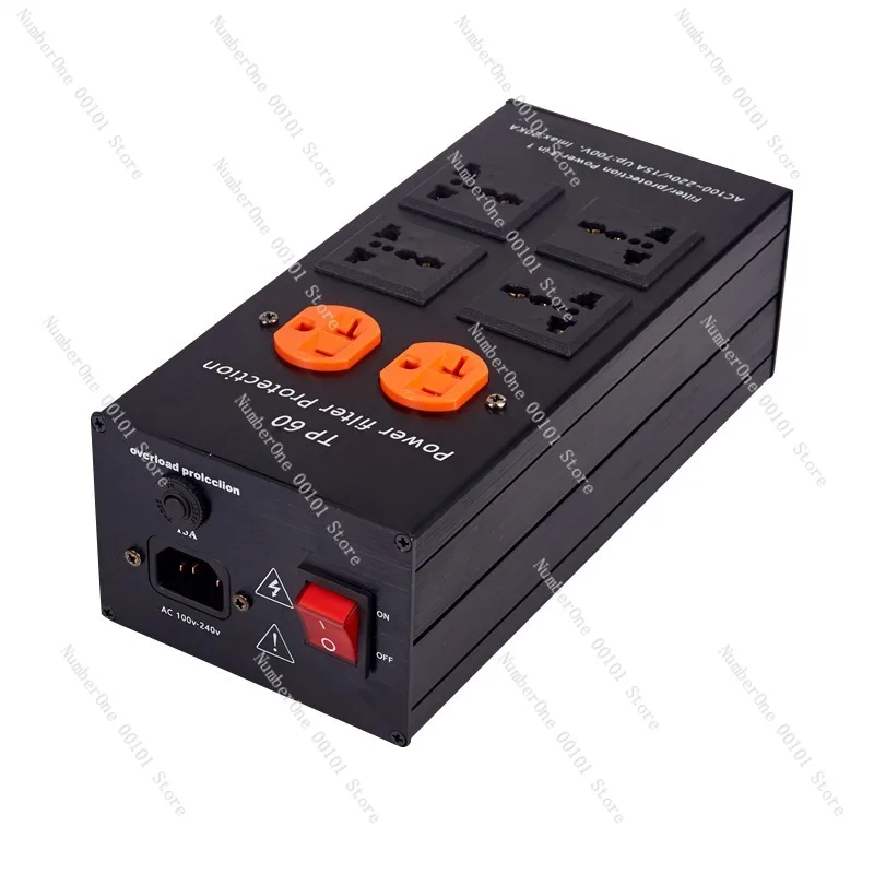 

TP60 Power Filter Socket Aluminum Alloy Housing Level 2 Anti-Surge Socket 15A Overload Protection