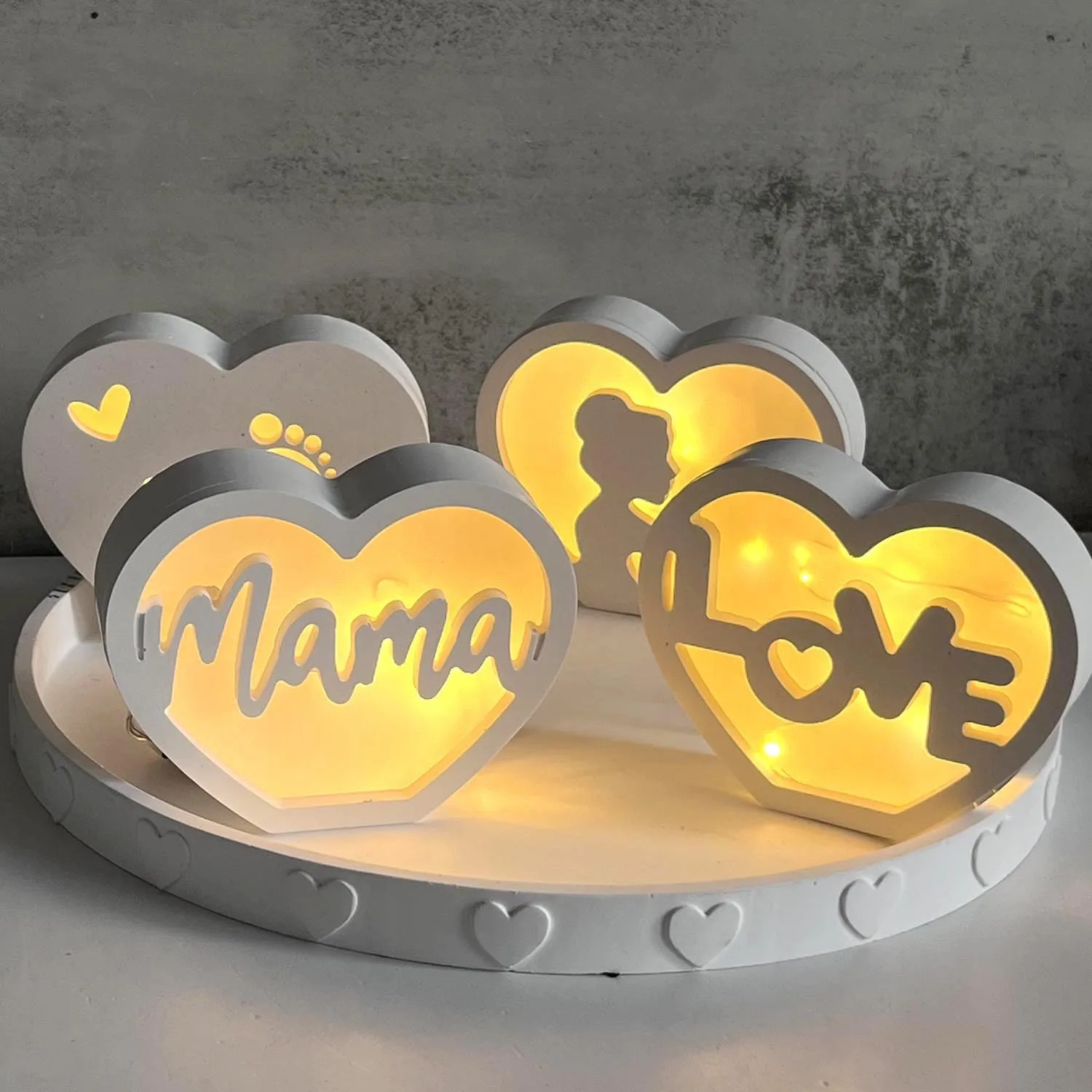 Presente de dia das mães de último minuto, retrato personalizado, molde de silicone, coração, gesso/resina fundida rápida, artesanato para mamãe personalizada, presente diy