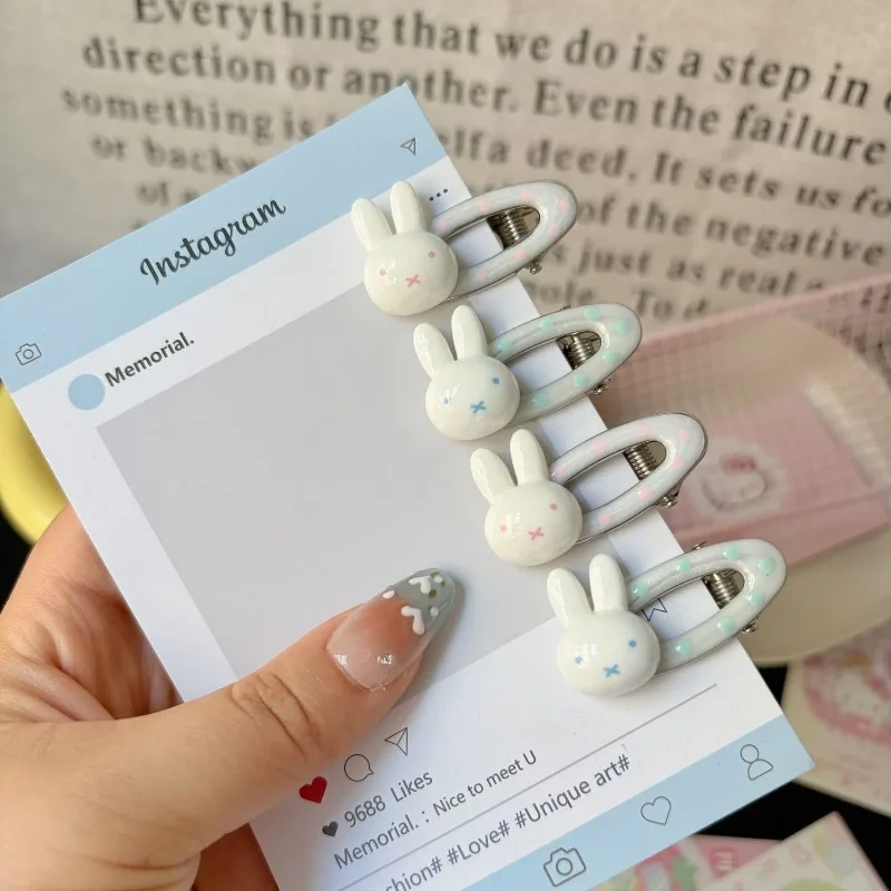 New Kawaii Miffy Cartoon Hair Clip with Oval Hollow Out High Aesthetic Value Exquisite and Sweet Hair Accessories Girl's Gift