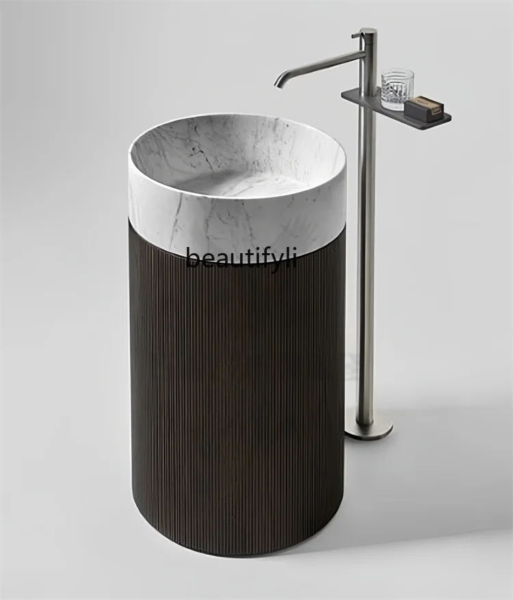 Cream wind column basin floor-to-ceiling integrated vertical pattern art wash basin creative face table restaurant garden