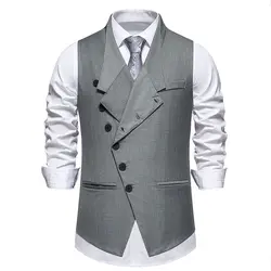 New Men's Suit Vests Fashion Smart Casual Formal Dress Vest For Wedding Waistcoats Men Solid Color Sleeveless Party Vest Man