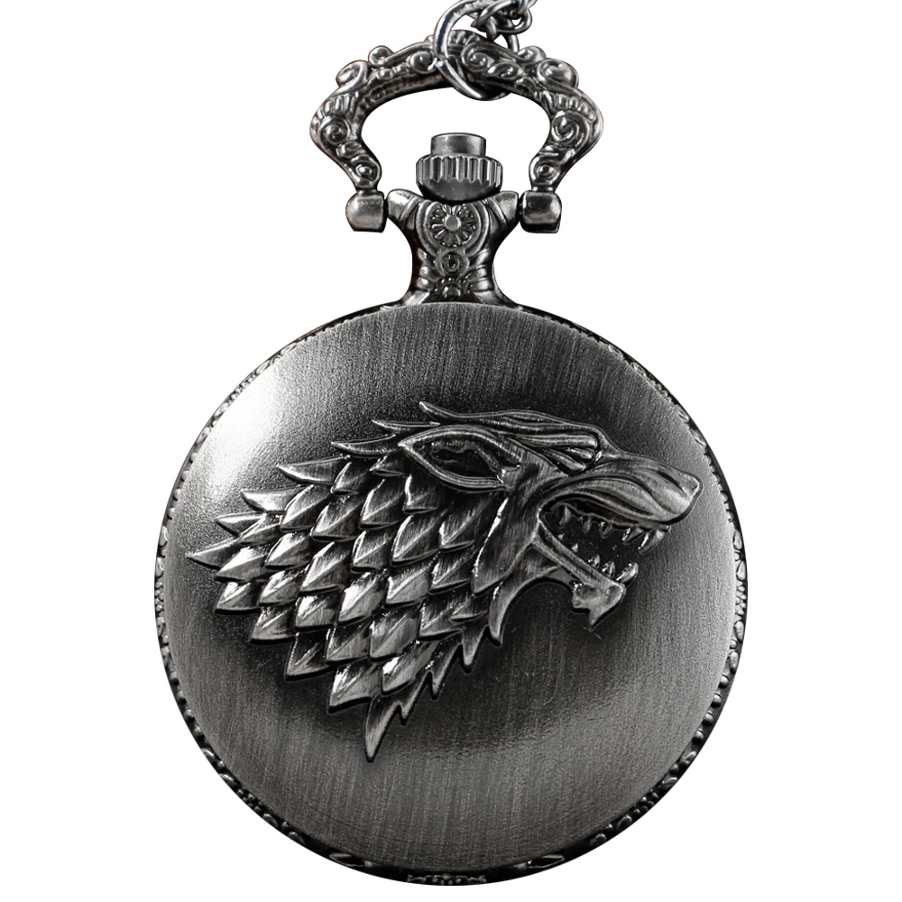 Popular Noble Games personaje de película lobo reloj de bolsillo de cuarzo collar reloj insignia el mejor regalo para hombres mujeres accesorios de joyería