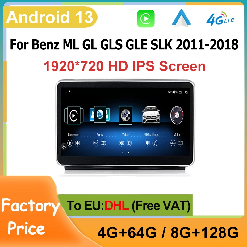 9 Inch Android 13 Carplay Auto For Mercedes Benz ML W166 GL X166 GL SLK Central Multimedia Player Split Screen GPS Navigation 4G