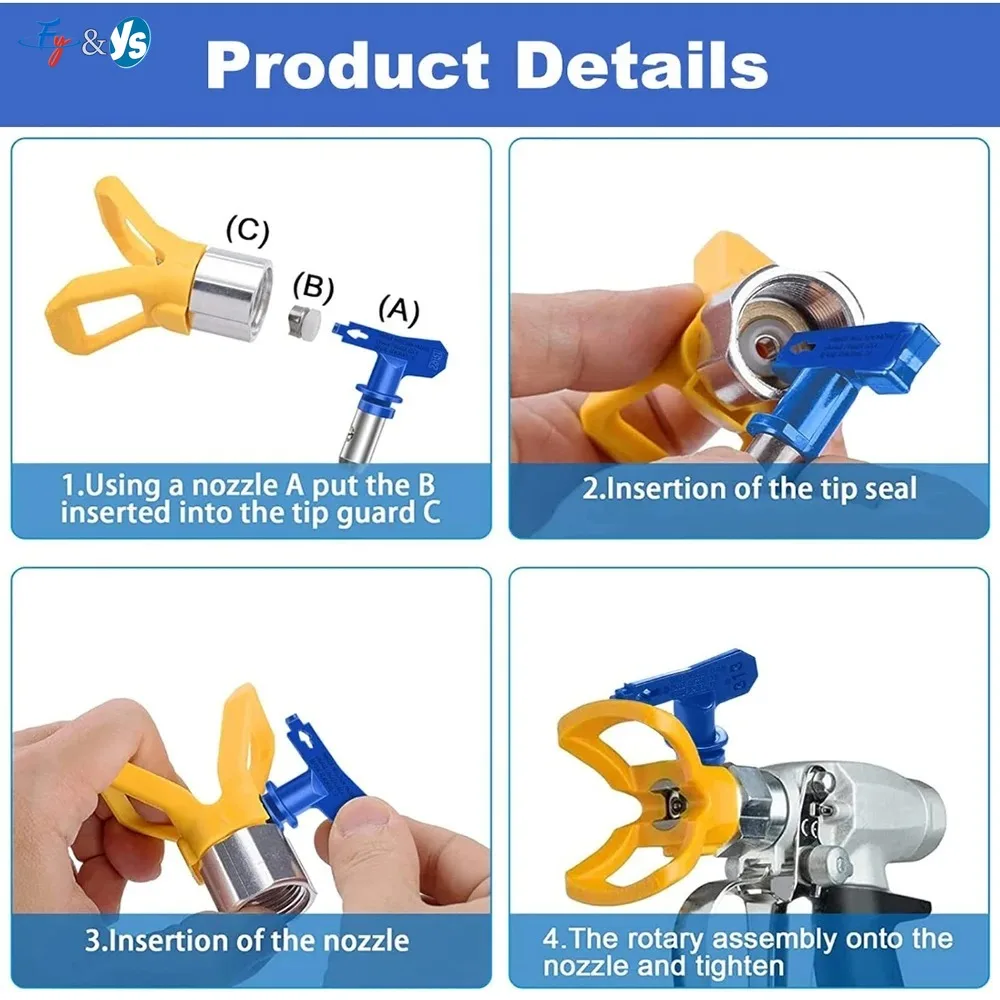 Airless Spray Nozzles Reversible Spray Tip Wear-resistant For Airless Paint Spray Guns Sprayer Machine 215 321 423 517 Parts