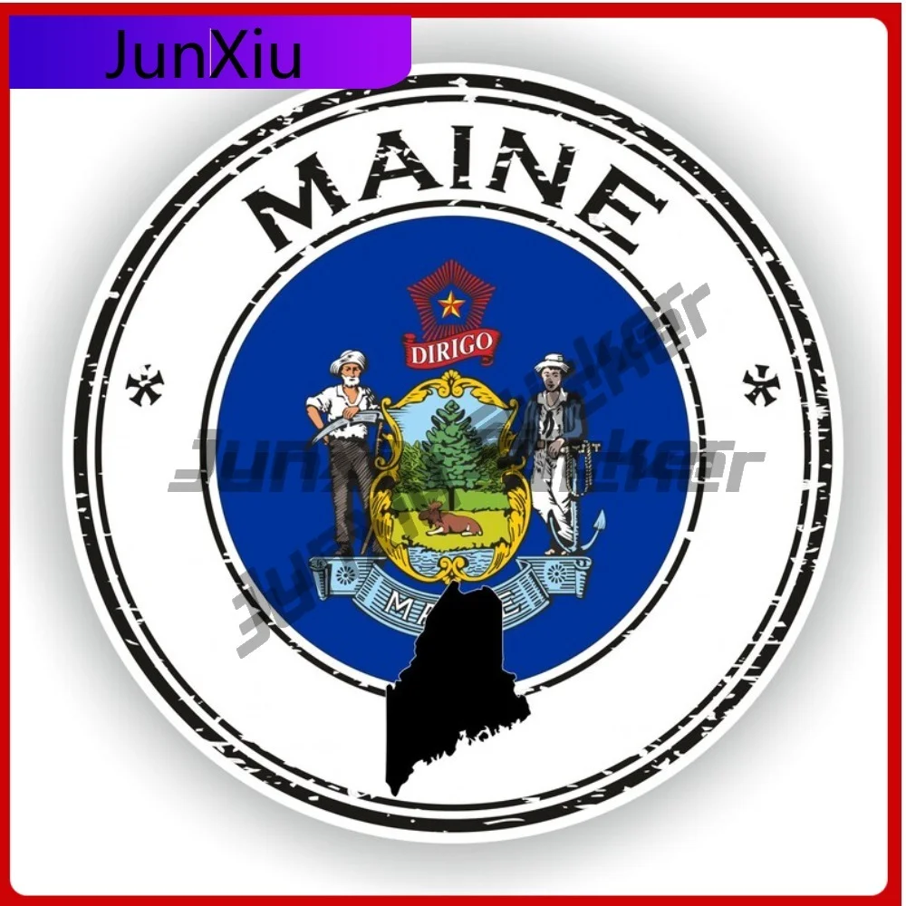 

Maine Seal Sticker Round Flag Unique Vinyl Decal Waterproof Exterior Decor for Electric Scooter Yacht Outdoor Decoration