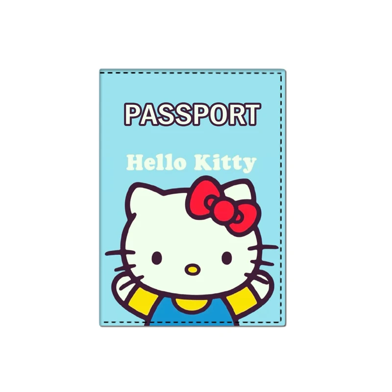 Sanrio cartoon passaporte capa para as mulheres, hello kitty anime impressão, impermeável viagem passaporte titular, meninas cartão de visita titular