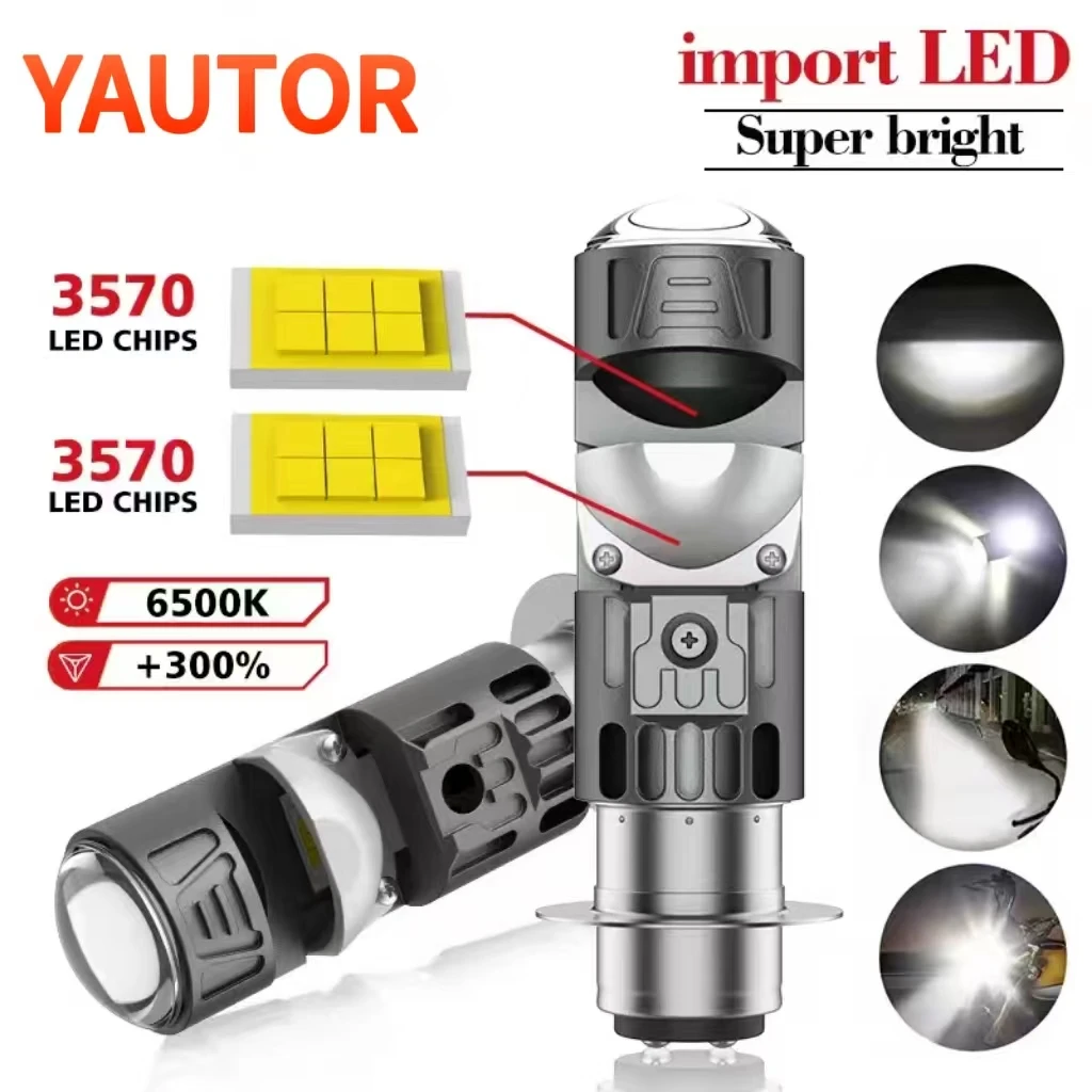 1PC H4 BA20D P15D LED Motorcycle Headlight Bulbs, Hi/Lo Beam 12V Universal LED Motorbike Headlamp Signal Light Replacement Acces