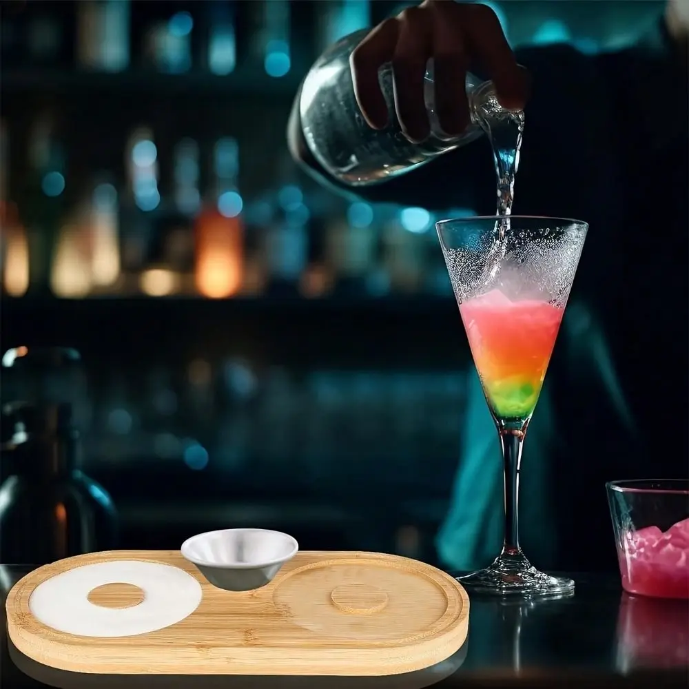 Double Plate Margarita Salt Rimmer Spice Container Reusable Glass Rimmer Drink Rimmering Decorative Salt Box Home Bar