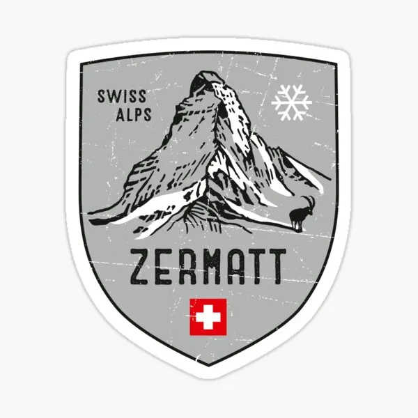 Zermatt Mountain Switzerland Emblem  10PCS Stickers for Living Room Stickers Water Bottles Decorations Car Kid Wall Window