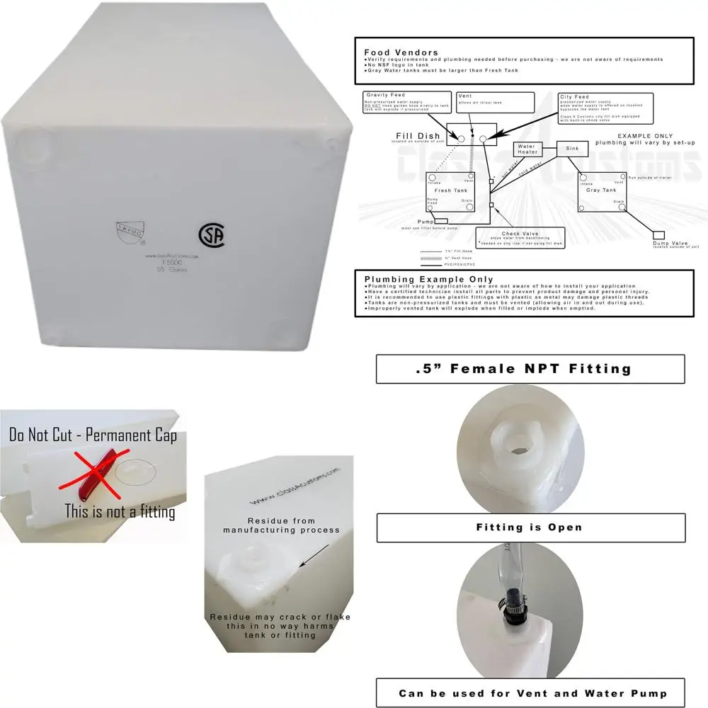 55-галонный резервуар для хранения пресной воды для лодок и автофургонов большой емкости