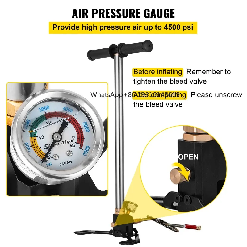 

【From China】SucceBuy 3 Stage PCP Pump + Pressure Gauge 4500PSI Tire Kayak Ball Inflatable Air Filling Stirrup High Pressure