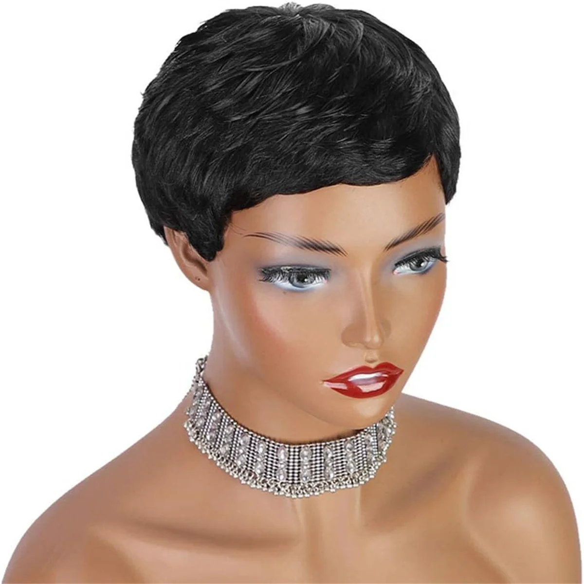 Short Wig Women'S Wig, Human Short Hair Wig Coat Hair with Wigs for Women and Girls(Black)