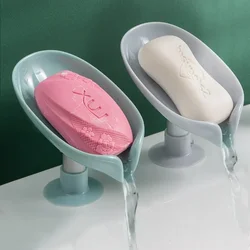 2pcs 배수 비누 홀더 잎 모양 비누 상자 흡입 컵 트레이 건조 랙 샤워 스폰지 컨테이너 주방 욕실 액세서리