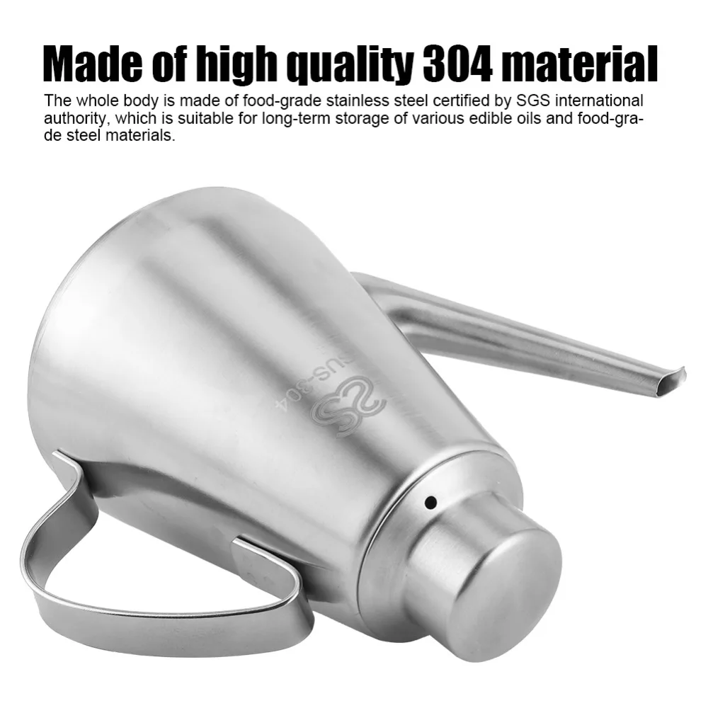 304 Stainless Steel Oil Dispenser Bottle Anti-Drip Spout 500ml/700ml Olive Oil Bottle Vinegar Cruet Cooking Liquids Storage