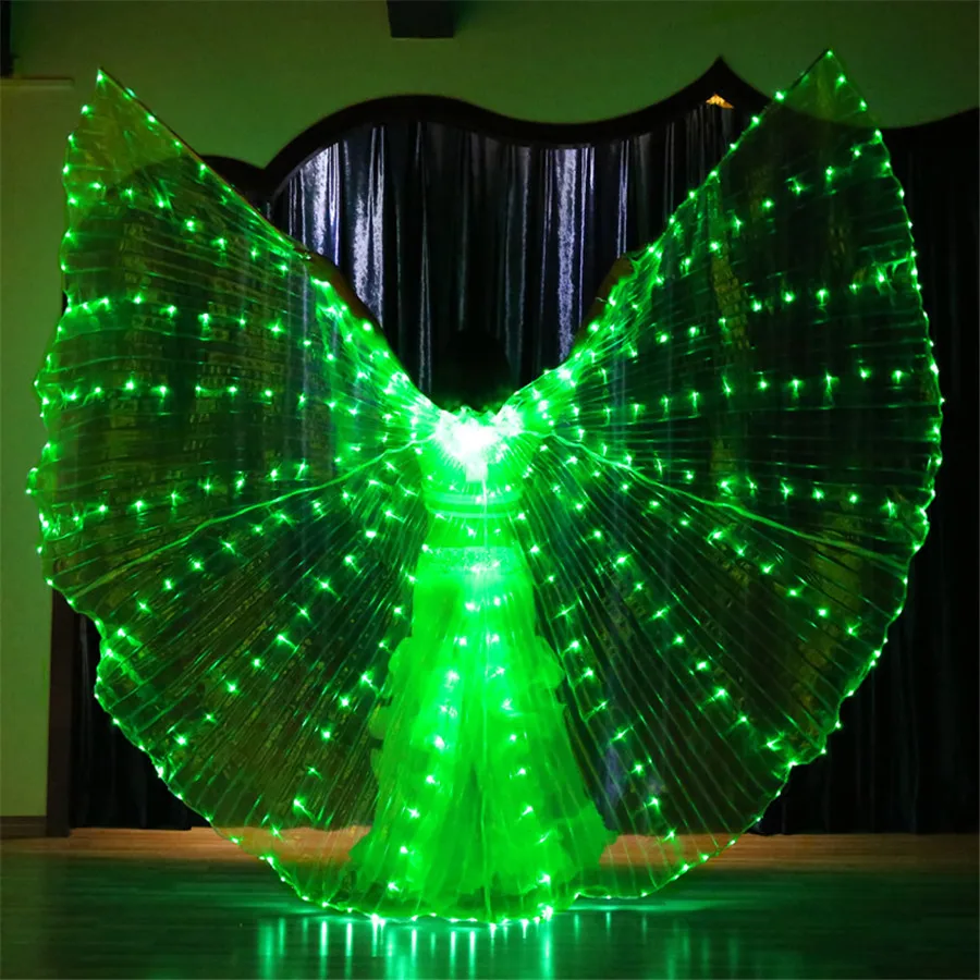 Alas LED de danza del vientre para mujer, disfraces fluorescentes de mariposa Isis, espectáculos de Carnaval