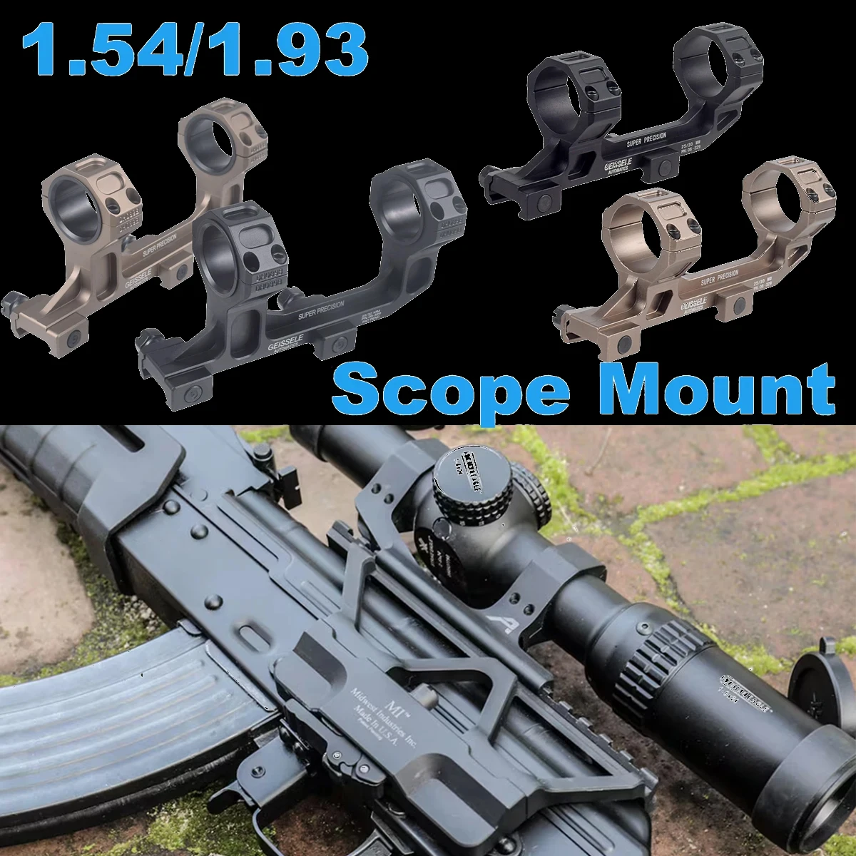 

Tactical GEISSELE Scope Mount AK Scope Side Rail Mount For AR15 30mm 25.4mm Optical Sight Riflescope 1.54 1.93 Mount Aluminum