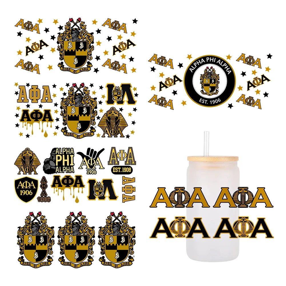 sodality Alpha Phi ALpha For Libbey 16oz Can Glass 3D Waterproof UV DTF Coffee Can Wrap Libbey Glass Wrap