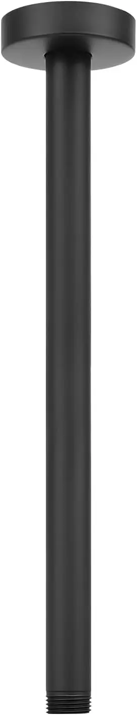 

Ceiling Mounted Shower Arm, Rain Shower Head Extension with Flange and Teflon Tape - Stainless Steel, Matte Black (12 Inch)