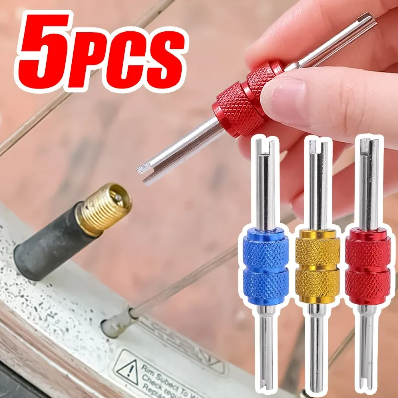 Car Valve Core Wrench Auto Tire Valve Core Double Head Screwdriver Aluminum Alloy Air Conditioning Valve Core Disassembly Tool