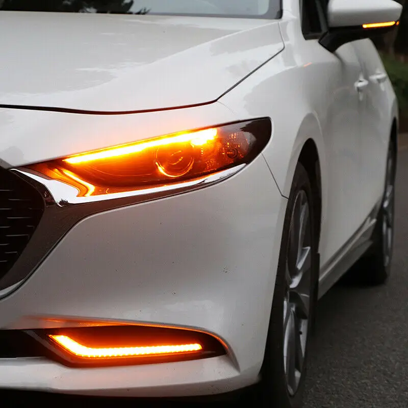 Auto Led Dagrijlicht Mistlampen Met Richtingaanwijzer Auto Exterieur Modificatie Voor Mazda 3 2019 2020 2021